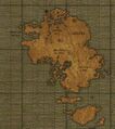 Shing Jea representado como una península en el mapa de Cantha dentro de las Colecciones Especiales del Priorato de Durmand.