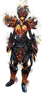 Armadura de fuego infernal (media) sylvari femenino frente.jpg