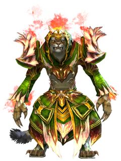 Armadura del beso ardiente charr femenino frente.jpg