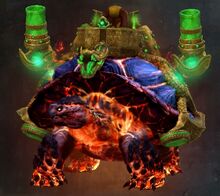 Diseño de tortuga de combate mordedora de lomo magmático.jpg